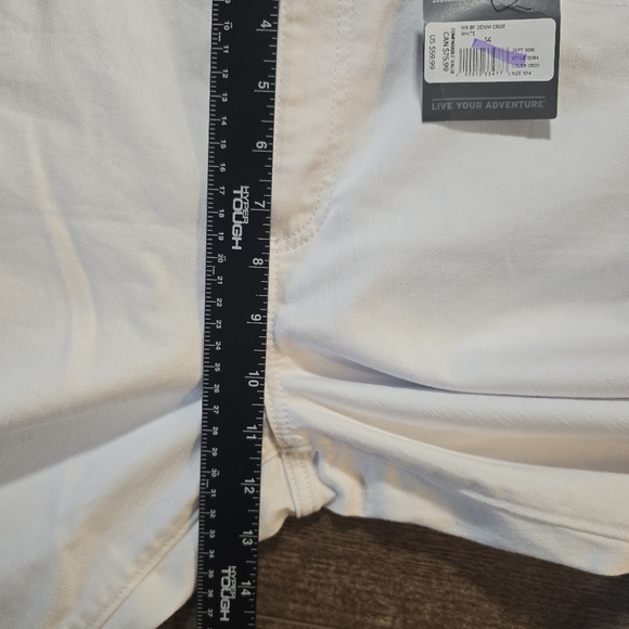 EDDIE BAUER Jeans Women 14 White Boyfriend Denim Cropped Mid Rise Relaxed Picnic - Picture 8 of 9